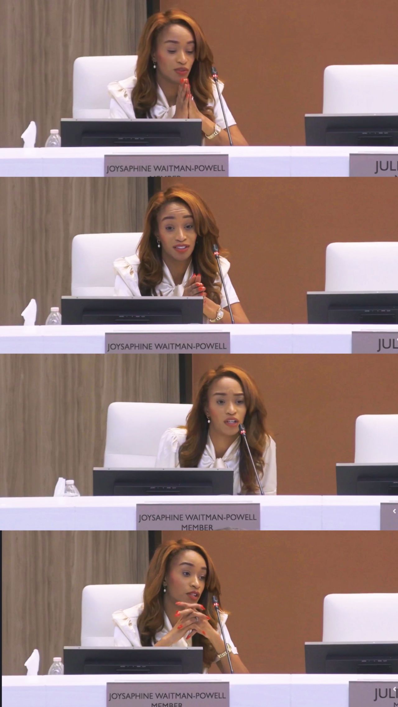 Joysaphine Waitman-Powell working at the dais